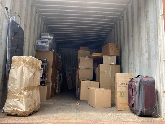 container being packed