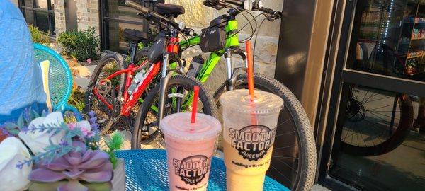 Bike ride and healthy smoothie! Nice way to cool off.