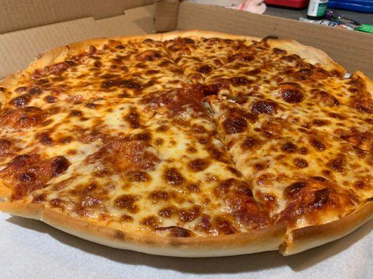 Large cheese TriCity Pizza Bangor Maine