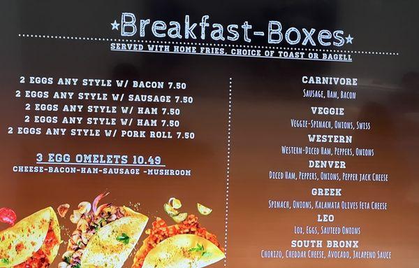 Breakfast-Boxes Menu