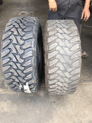 New and old tire