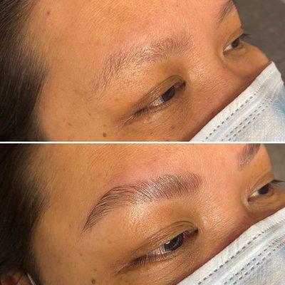 Brow lamination and threading