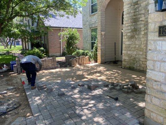 Patio paver in process