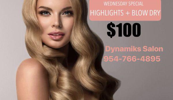 FULL HIGHLIGHTS + BLOW DRY for $100