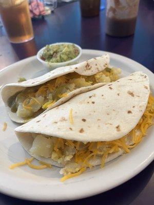 Potato, egg, and cheese breakfast tacos