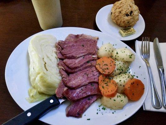 Corned Beef & Cabbage Dinner. St. Patrick's Special