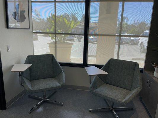 Coffee room seating.  Convenient for patients that need to work while at the dental office.