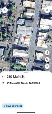 Google Earth: 210 Main St. - the ONLY legitimate business address that Grace Roberts/Alpine Vet has.