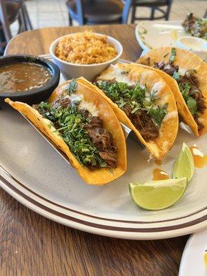 Birria Taco Platter with Mexican Rice