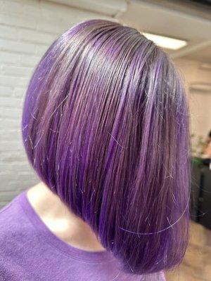 Foilayage purple bob