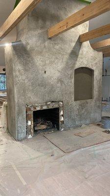 Stucco finish on fire place