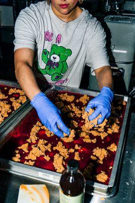 A behind the scenes of how our Raspberry Oat Bars are made!