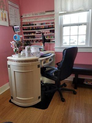 Nail polish and nail station.