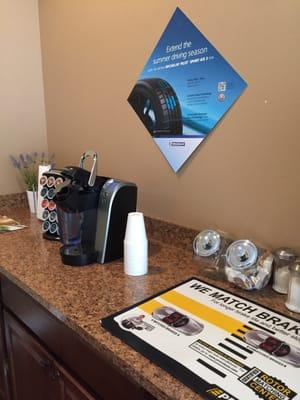 Keurig with Donut House coffee. Nice touch!