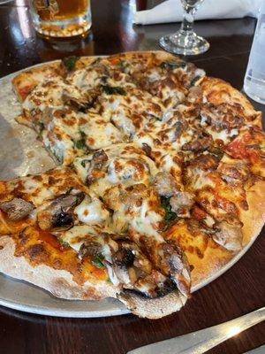 Fennel Sausage, Mushroom, Kale pizza