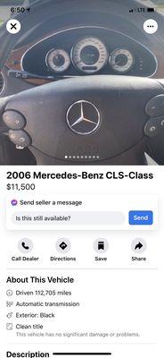 FB Marketplace post showing Listed Sale Price