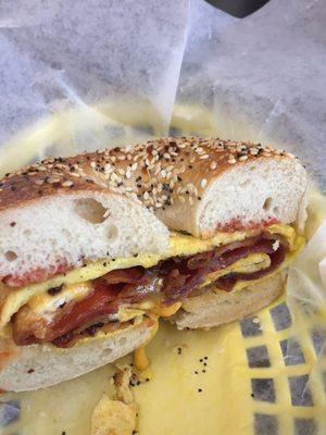 Bacon, egg, and cheese on everything bagel!