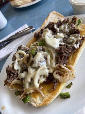 Steak and cheese sandwich.