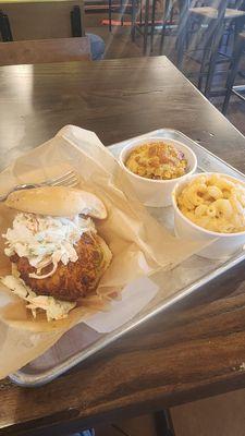 Nashville Chicken, Corn Pudding, and Mac and Cheese