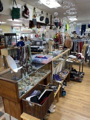 Jewelry, accessories and clothing, homewares and junk..