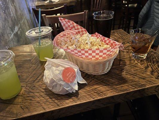 Popcorn, and drinks