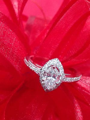 This marquise diamond set in a halo is just one of the stunning choices.