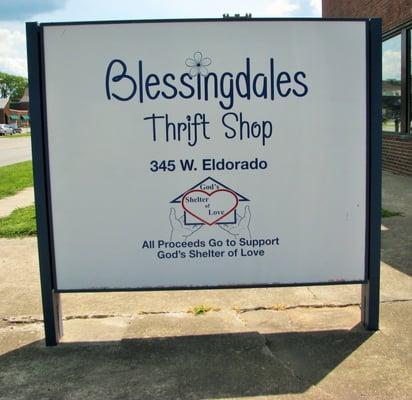 Blessingdales Thrift Shop at their new location! 345 W. Eldorado St.