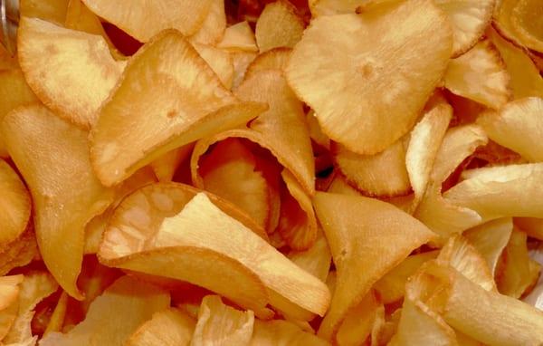 Fresh fried potato chips from the Bristol Café. You can order from the restaurant and eat in the bar.