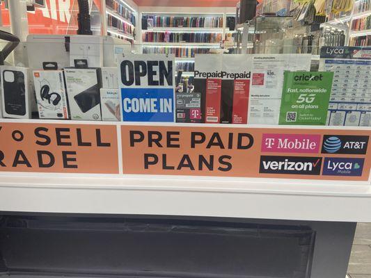 All pre paid plans sold here