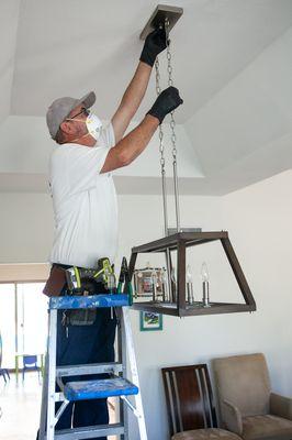 Light fixture replacement, Chandelier installation, light fixture installation