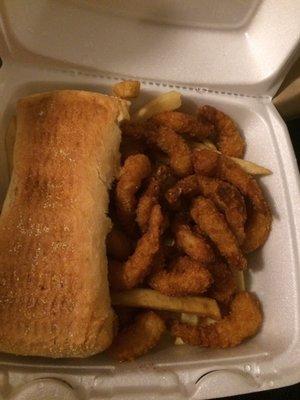 These popcorn shrimp were good and it came with soda and fries and garlic bread. It was a meal by itself