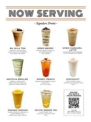 Pop-up boba shop inside MT BBQ house. Each drink is limited per day. We are open until sold out. Come stop by