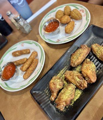 Lemon Pepper Wings Mozzarella Sticks Jalapeno Poppers