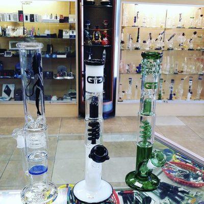 Many different colors and styles on glass, huge selection.