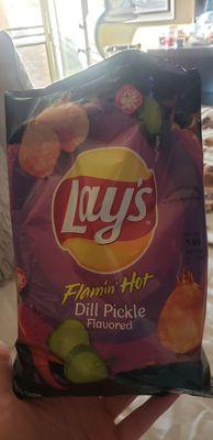 Hard to find. Flaming hot dill pickle Lay's. Delicious.