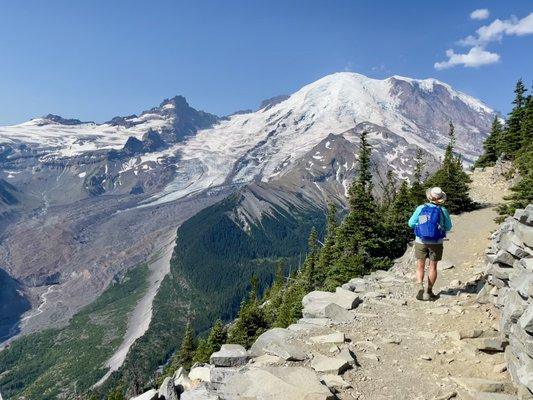 Hiking towards the First Burroughs on Mt. Rainier's northeast side.