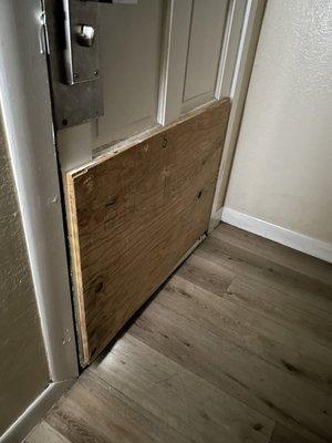 Wood holding the door together