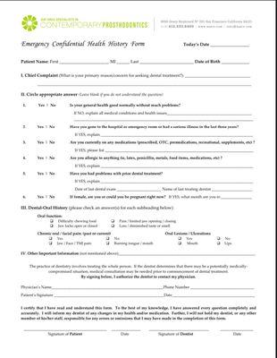 New patient form