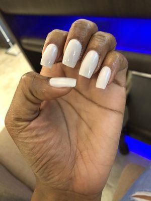 I wanted natural length square nails. Dip/acrylic powder. $43