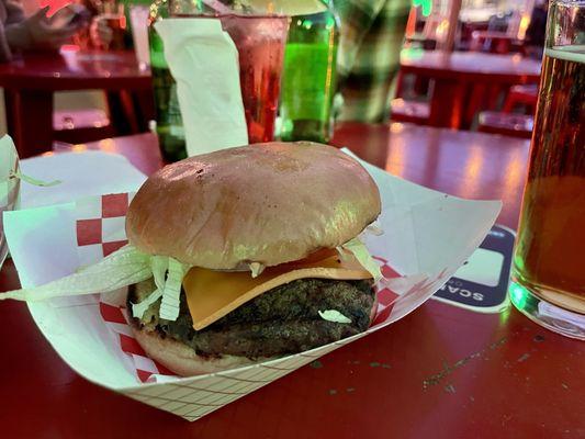 CHARGE A HOT FOOD FEE FOR what seemed like a pre-cooked burger that was not even warm enough to melt the cheese.