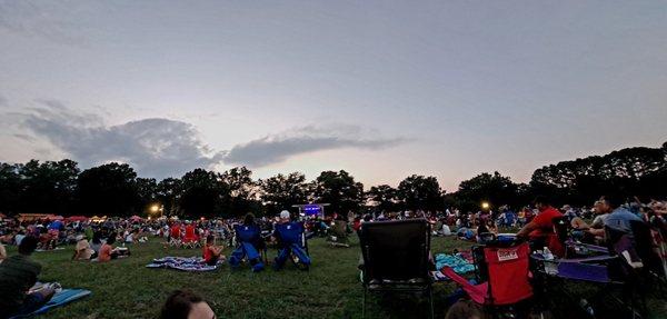 A cool evening at the park waiting for fireworks