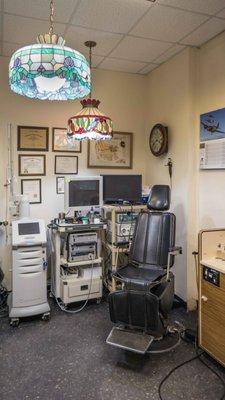 Dr. Siegel's largest exam room, West view. He has many certifications for sub-specialites and loads of equipment for specific tests.