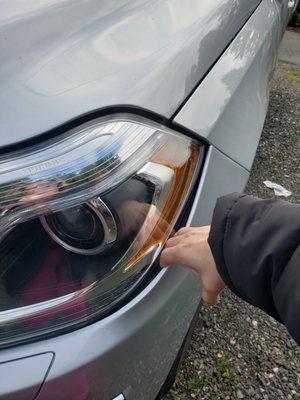 A huge gap in the bumper I can put my hand inside