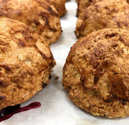 Yum! Our Tri-berry scone is bursting with strawberries, raspberries, & blueberries!