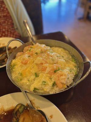 Scrambled Egg w/ Shrimp Over Rice