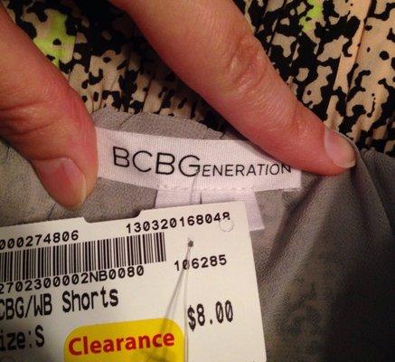 BCBGeneration skirt/shorts: $4.00 clearance price