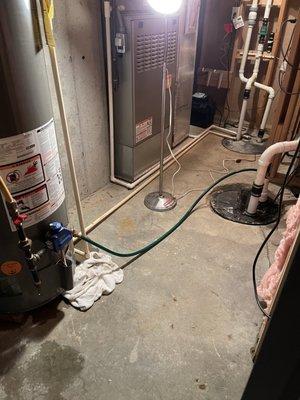 Hose to drain the old dead water heater!