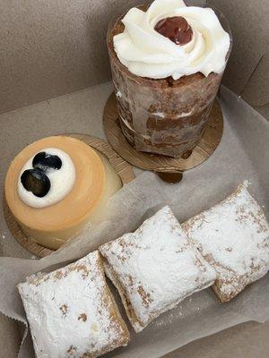 Flan, Guava Pastelitos, and Personal/mini guava layered cake.