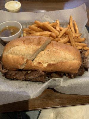 Shaved prime rib sandwich