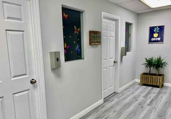 Our therapy rooms where our clinicians customize treatment materials based on client needs and interests